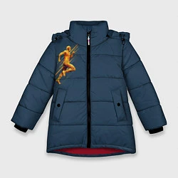 Куртка зимняя для девочки Золотой бегущий человек, цвет: 3D-красный