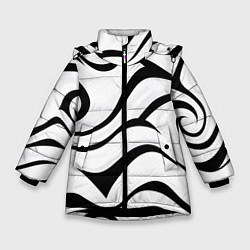 Куртка зимняя для девочки Анималистическая абстракция зебры, цвет: 3D-черный