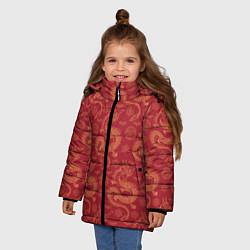 Куртка зимняя для девочки Dragon red pattern, цвет: 3D-красный — фото 2