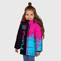 Куртка зимняя для девочки PUBG - neon gradient: по-вертикали, цвет: 3D-черный — фото 2