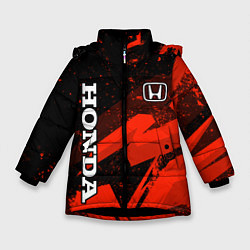 Куртка зимняя для девочки Honda - красная абстракция, цвет: 3D-черный