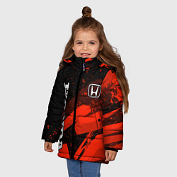 Куртка зимняя для девочки Honda - красная абстракция, цвет: 3D-черный — фото 2