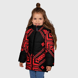 Куртка зимняя для девочки Национальный черный, цвет: 3D-светло-серый — фото 2