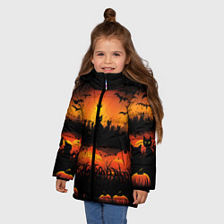 Куртка зимняя для девочки Кошки хэллоуина, цвет: 3D-светло-серый — фото 2