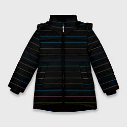 Зимняя куртка для девочки Разноцветные полосы на чёрном