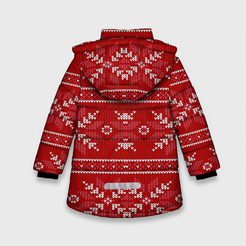 Зимняя куртка для девочки Красный вязаный узор свитера / 3D-Красный – фото 2