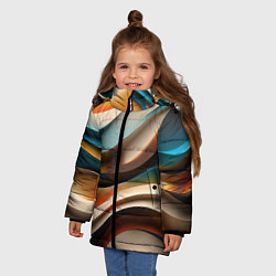 Куртка зимняя для девочки Волнистая объёмная текстура - нейросеть, цвет: 3D-черный — фото 2