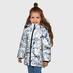 Куртка зимняя для девочки Паттерн ледяные вершины гор, цвет: 3D-черный — фото 2