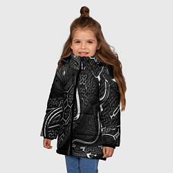 Куртка зимняя для девочки Чёрно-белая орнамент, цвет: 3D-черный — фото 2