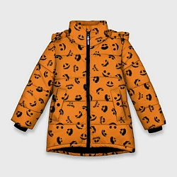 Куртка зимняя для девочки Тыквенный узор, цвет: 3D-черный