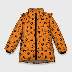 Куртка зимняя для девочки Тыквенный узор, цвет: 3D-светло-серый