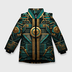 Куртка зимняя для девочки Орнамент в египетском стиле, цвет: 3D-черный