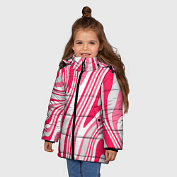 Куртка зимняя для девочки Абстракция бело-серо-розовый, цвет: 3D-светло-серый — фото 2