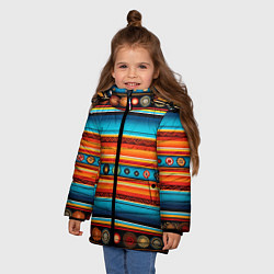 Куртка зимняя для девочки Этнический узор в горизонтальную полоску, цвет: 3D-светло-серый — фото 2