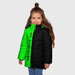 Куртка зимняя для девочки Never give up мотивация красно-зелёный, цвет: 3D-черный — фото 2