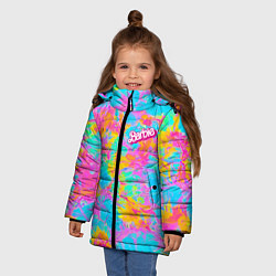 Куртка зимняя для девочки Барбм - цветочный абстрактный паттерн - тай-дай, цвет: 3D-черный — фото 2