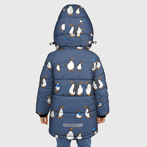 Зимняя куртка для девочки Забавное семейство пингвинов / 3D-Светло-серый – фото 4