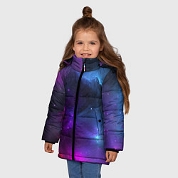 Куртка зимняя для девочки Бескрайний космос фиолетовый, цвет: 3D-красный — фото 2