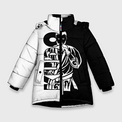 Куртка зимняя для девочки Kudo черно-белое, цвет: 3D-черный