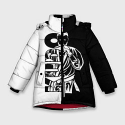 Куртка зимняя для девочки Kudo черно-белое, цвет: 3D-красный
