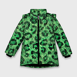 Куртка зимняя для девочки Зелёный леопард паттерн, цвет: 3D-черный