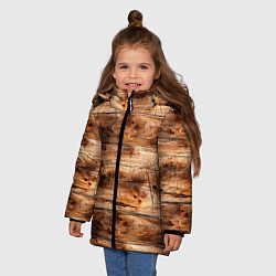 Куртка зимняя для девочки Старая деревянная обшивка, цвет: 3D-черный — фото 2