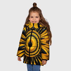 Куртка зимняя для девочки Желто-черный узор в африканском стиле, цвет: 3D-черный — фото 2