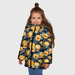 Куртка зимняя для девочки Паттерн тыквы и цветы, цвет: 3D-красный — фото 2