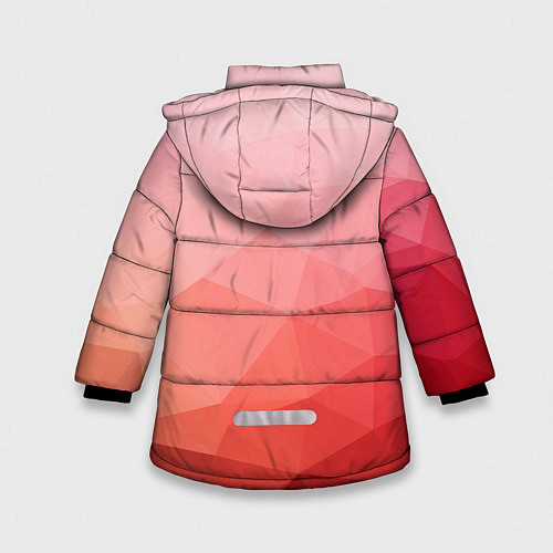 Зимняя куртка для девочки Абстракция с градиентом полигональная / 3D-Красный – фото 2