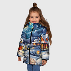 Куртка зимняя для девочки Новогоднее настроение, цвет: 3D-черный — фото 2