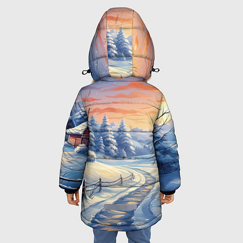 Зимняя куртка для девочки Предновогодний восход / 3D-Светло-серый – фото 4