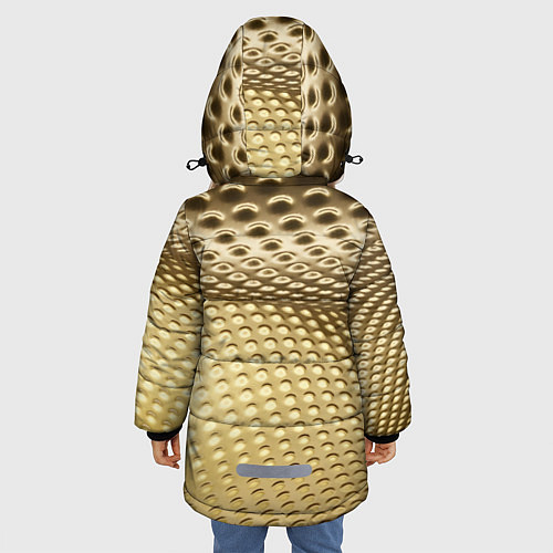 Зимняя куртка для девочки Золотая сетка абстракция / 3D-Светло-серый – фото 4