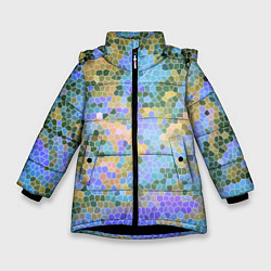 Куртка зимняя для девочки Разноцветный витраж, цвет: 3D-черный