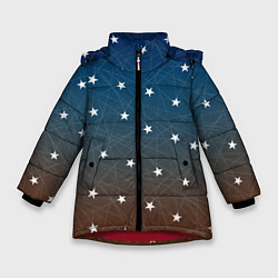 Куртка зимняя для девочки Звёзды на оранжевом закате, цвет: 3D-красный
