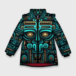 Куртка зимняя для девочки Орнамент в ацтекском стиле, цвет: 3D-красный