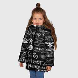 Куртка зимняя для девочки Логотипы рок групп металические, цвет: 3D-красный — фото 2