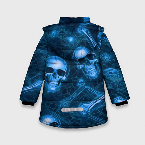 Зимняя куртка для девочки Синие черепа и кости / 3D-Красный – фото 2