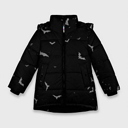 Куртка зимняя для девочки Летучие мыши на черном небе, цвет: 3D-черный