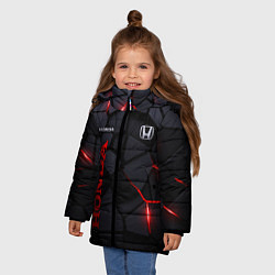 Куртка зимняя для девочки Honda - плиты с эффектом свечения, цвет: 3D-черный — фото 2