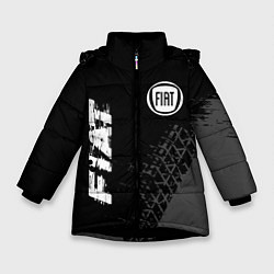 Куртка зимняя для девочки Fiat speed на темном фоне со следами шин вертикаль, цвет: 3D-черный