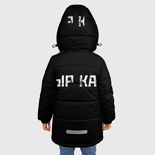 Зимняя куртка для девочки Белая ырка на чёрном фоне / 3D-Светло-серый – фото 4