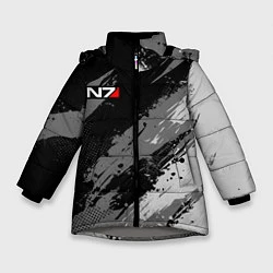 Куртка зимняя для девочки N7 - mass effect monochrome, цвет: 3D-светло-серый