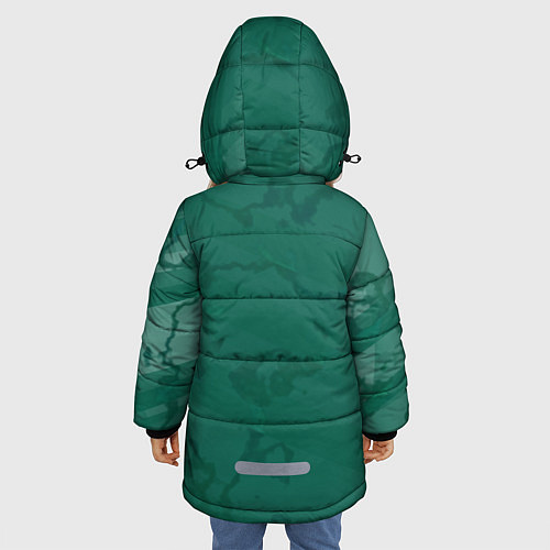 Зимняя куртка для девочки Серо-зеленые разводы / 3D-Светло-серый – фото 4