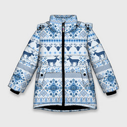 Зимняя куртка для девочки Blue sweater with reindeer