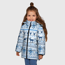 Куртка зимняя для девочки Blue sweater with reindeer, цвет: 3D-светло-серый — фото 2
