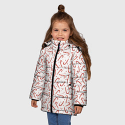 Куртка зимняя для девочки Caramel cane new years pattern, цвет: 3D-светло-серый — фото 2