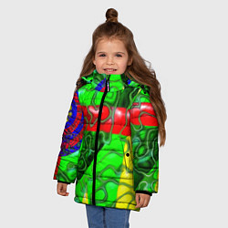Куртка зимняя для девочки Кожаный рельеф, цвет: 3D-черный — фото 2