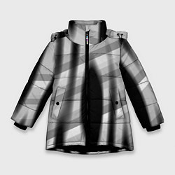 Куртка зимняя для девочки Черные размытые овалы и полосы, цвет: 3D-черный