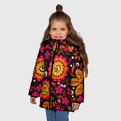 Куртка зимняя для девочки Хохлома параноидальная, цвет: 3D-светло-серый — фото 2