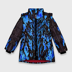 Куртка зимняя для девочки Демонический доспех синий, цвет: 3D-красный